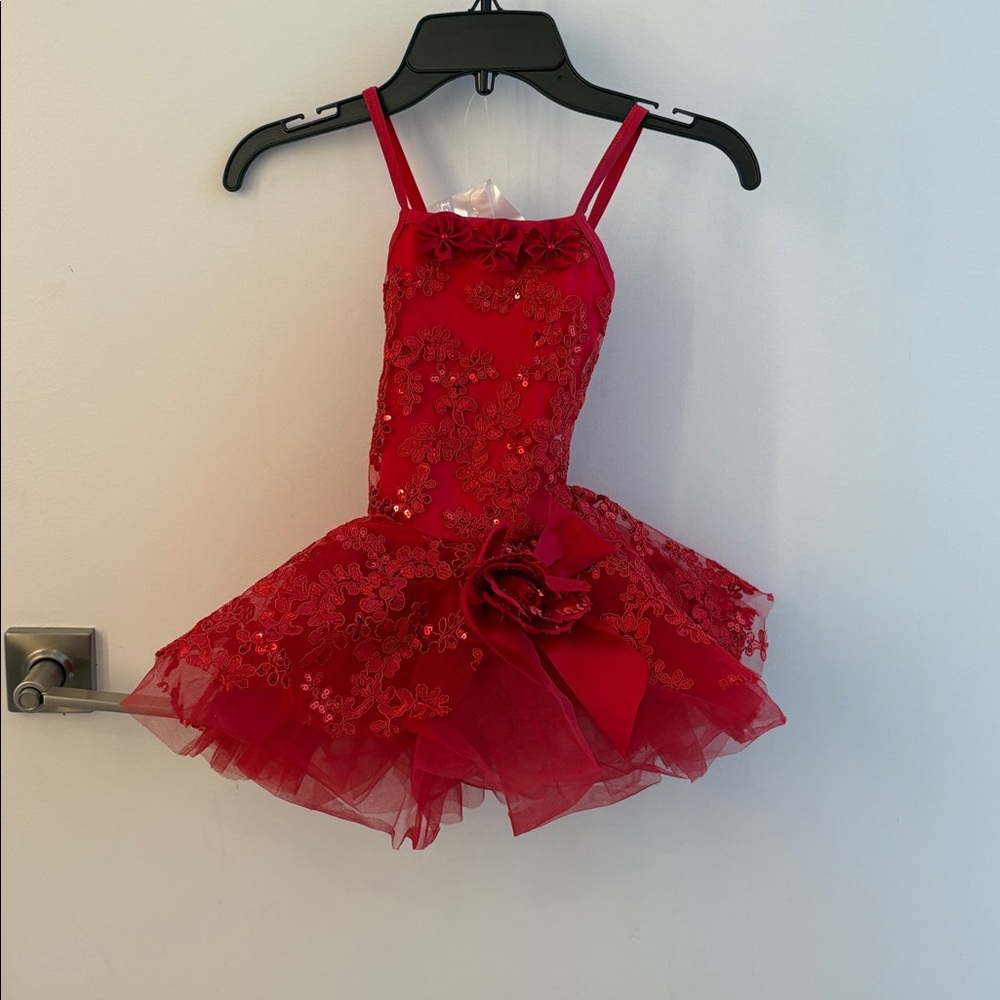 Gracie red sequin dance leotard tutu size 3-4yrs